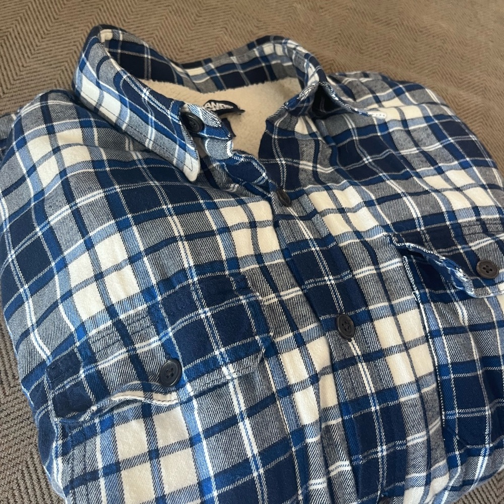 Lands End Men’s Size Large Blue Plaid Flannel